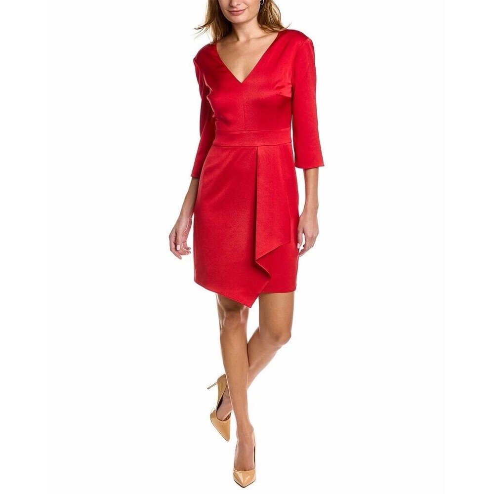MSRP $248 Trina Turk "Moment" Dress Red Holiday Party V Neck Size 16 NWT!!